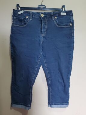 Santana Dark Blue Crop Jeans - Classic Stretch Denim Size 12